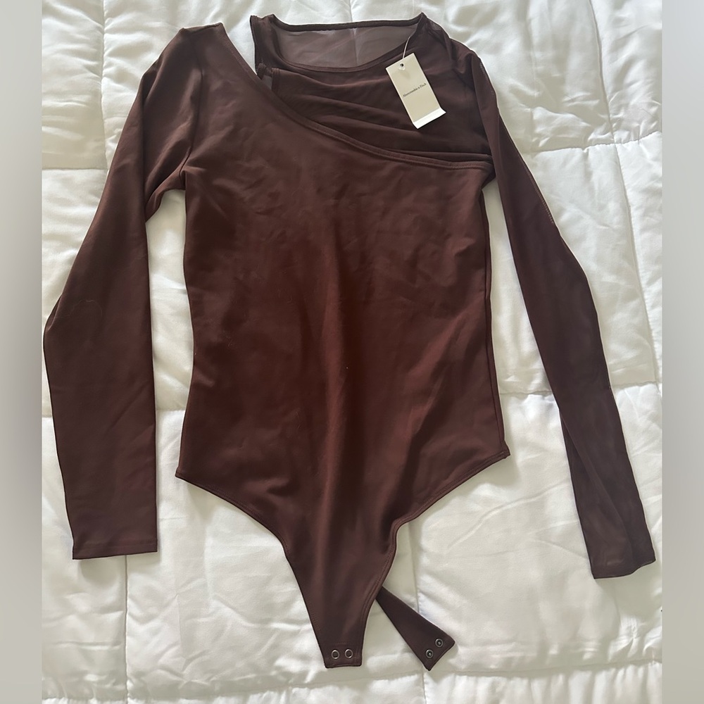 Abercrombie & Fitch Brown Long Sleeve Bodysuit